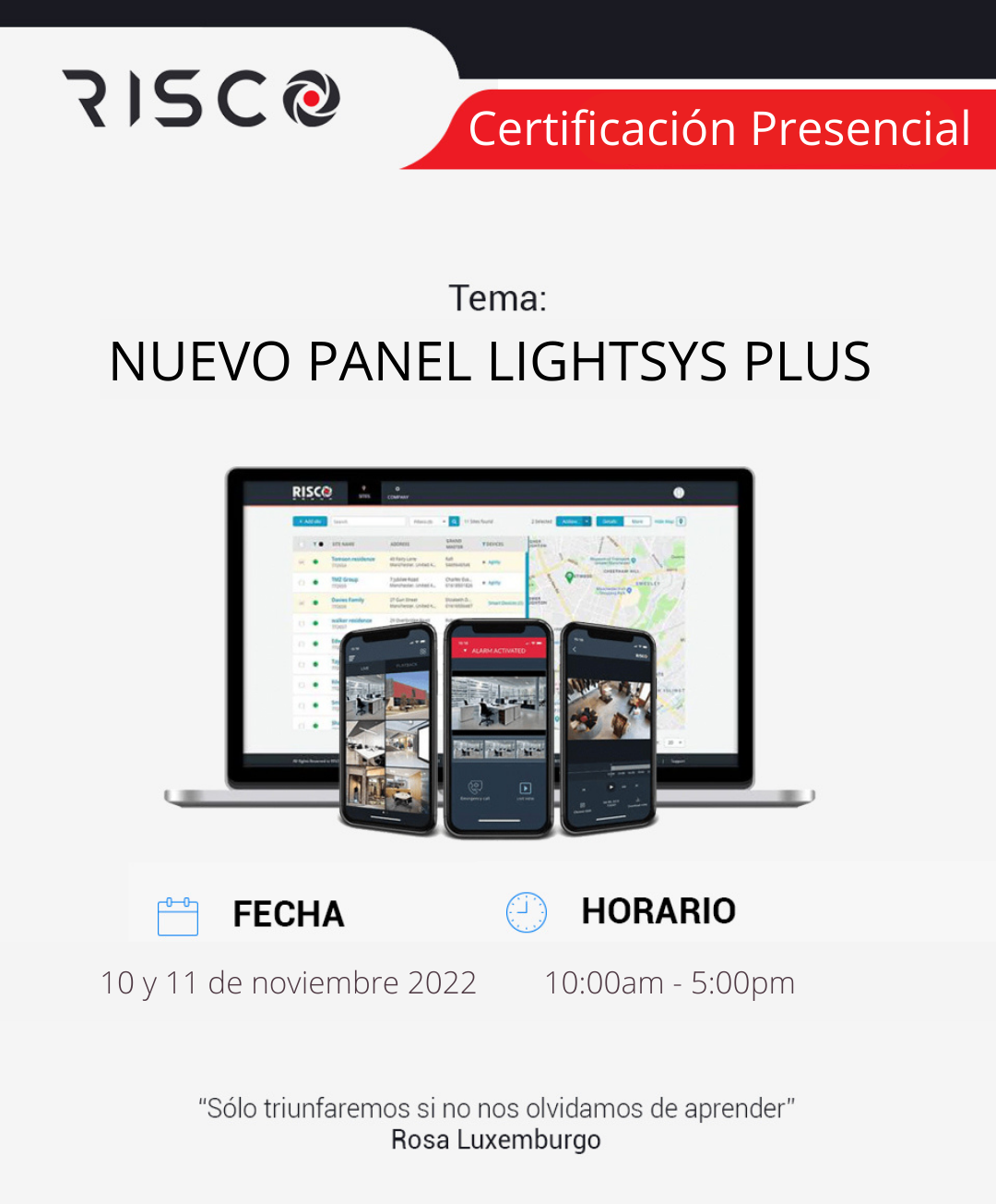 RISCO Certificación Lightsys Plus (2 días)