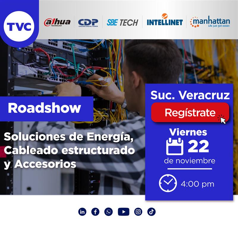 DAHUA – CDP – SBETECH – INTELLINET- MANHATTAN ROADSHOW | SOLUCIONES DE ENERGÍA, CABLEADO ESTRUCTURADO Y ACCESORIOS (1 DÍA)