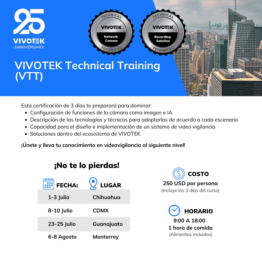VIVOTEK | TECHNICAL TRAINING (VTT) (3 DÍAS)